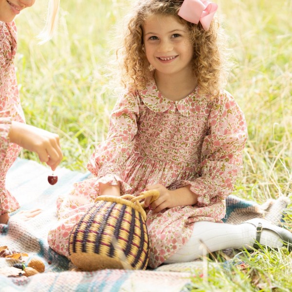 Antoinette Dress with Raspberry Crumble Hand Smocking made with Liberty Poppies & Daisies Fabric Antoinette Dress with Raspberry Crumble Hand Smocking made with Liberty Poppies & Daisies Fabric
