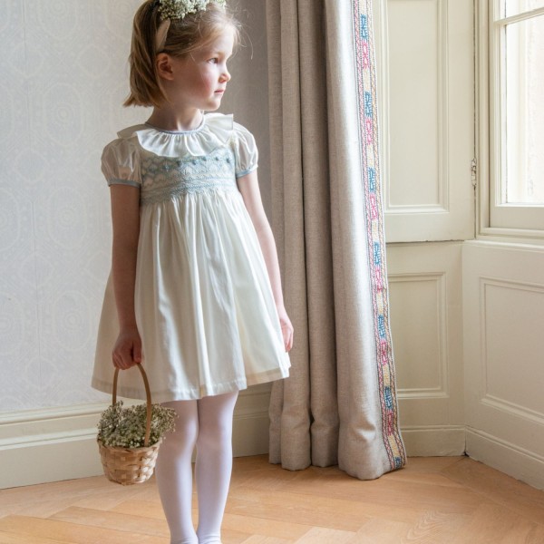 Diana Special Occasion Dress with Forget Me Not Hand Smocking Diana Special Occasion Dress with Forget Me Not Hand Smocking