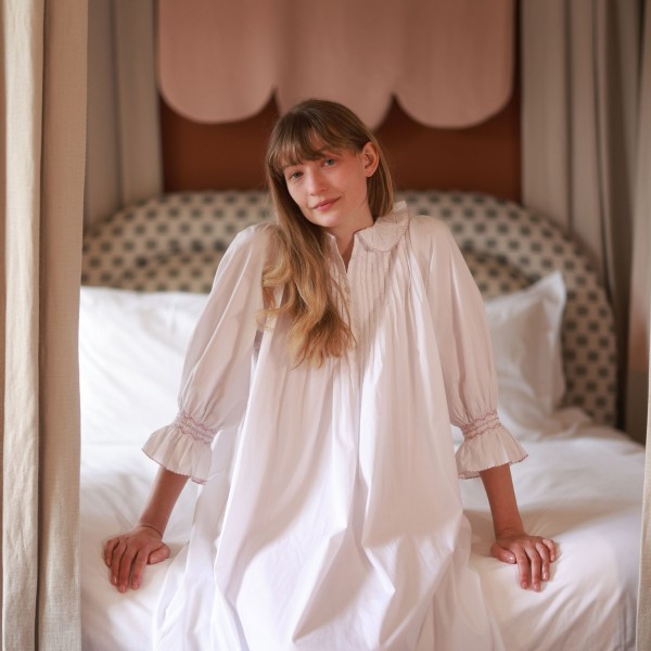 Bessie Coleman Women's Dress Moonstone Cotton with Kir Royale Hand Smocking Bessie Coleman Women's Dress Moonstone Cotton with Kir Royale Hand Smocking