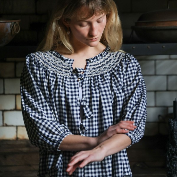 Cleopatra Jacket Schoolhouse Gingham with Chalk Hand Smocking Edition 5 Cleopatra Jacket Schoolhouse Gingham with Chalk Hand Smocking Edition 5