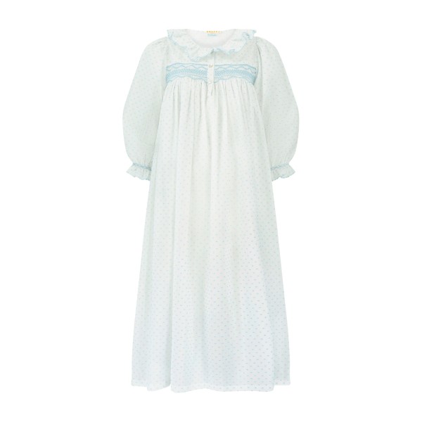 Nightingale Women's Dress Forget Me Not Plumetti with Delphinium Hand Smocking Nightingale Women's Dress Forget Me Not Plumetti with Delphinium Hand Smocking