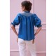 Scholl Blouse Cobalt Linen with Vanilla Hand Smocking Edition 54 Scholl Blouse Cobalt Linen with Vanilla Hand Smocking Edition 54