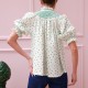 Scholl Blouse Frog Polka cotton with Jade Hand Smocking Edition 59 Scholl Blouse Frog Polka cotton with Jade Hand Smocking Edition 59