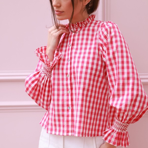 Shelley Blouse Raspberry Gingham with Milk Hand Smocking Edition 20 Shelley Blouse Raspberry Gingham with Milk Hand Smocking Edition 20