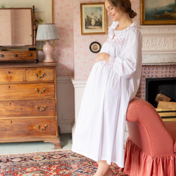 Mother Teresa Women's Nursing & Maternity Dress Long Sleeves with Mermaid Tail Kir Royale Hand Smocking Mother Teresa Women's Nursing & Maternity Dress Long Sleeves with Mermaid Tail Kir Royale Hand Smocking